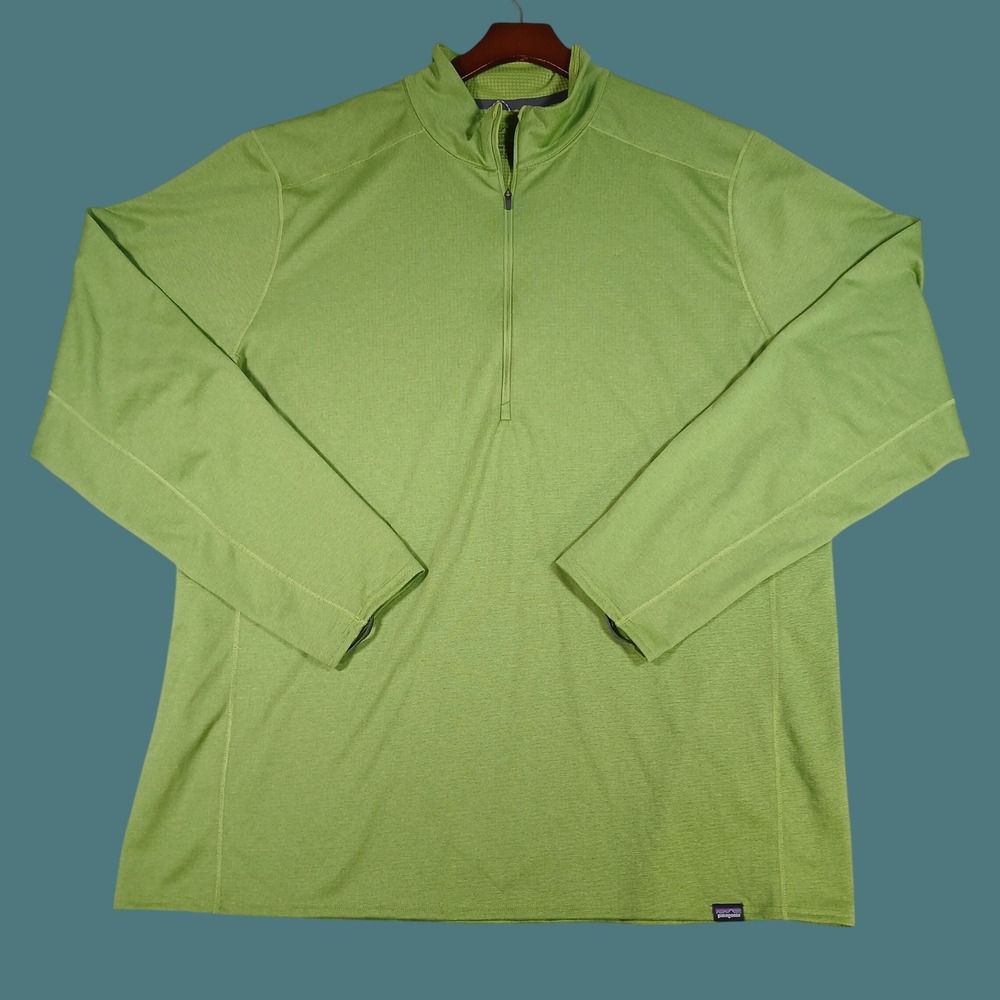 Patagonia Capilene Midweight Baselayer Mens XXL Green 1/4 Zip Pullover Hiking